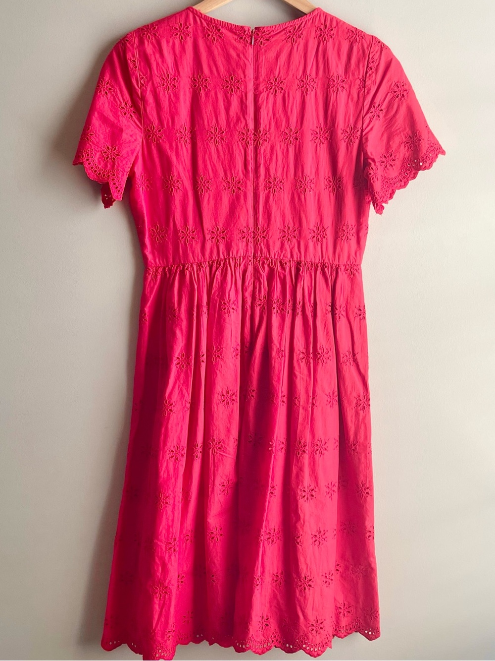 Madewell Bright Red v Neck Eyelet Midi Dress 100% Cotton - Picture 4 of 4